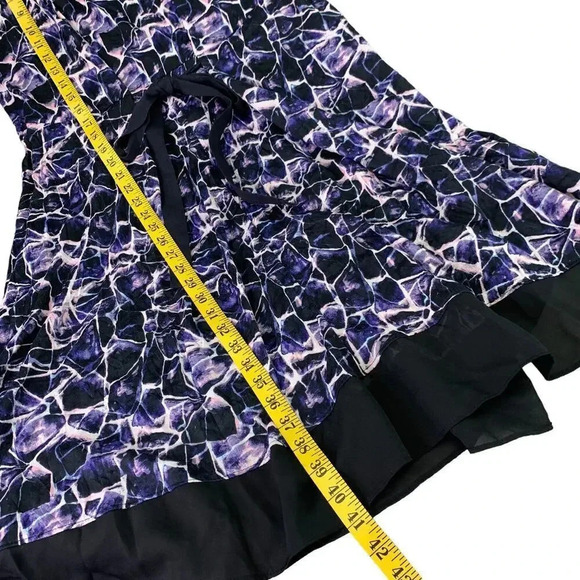Simply Vera Wang Short Sleeve Tie Waist Shirt Dress Size L Purple Abstract - Picture 14 of 16